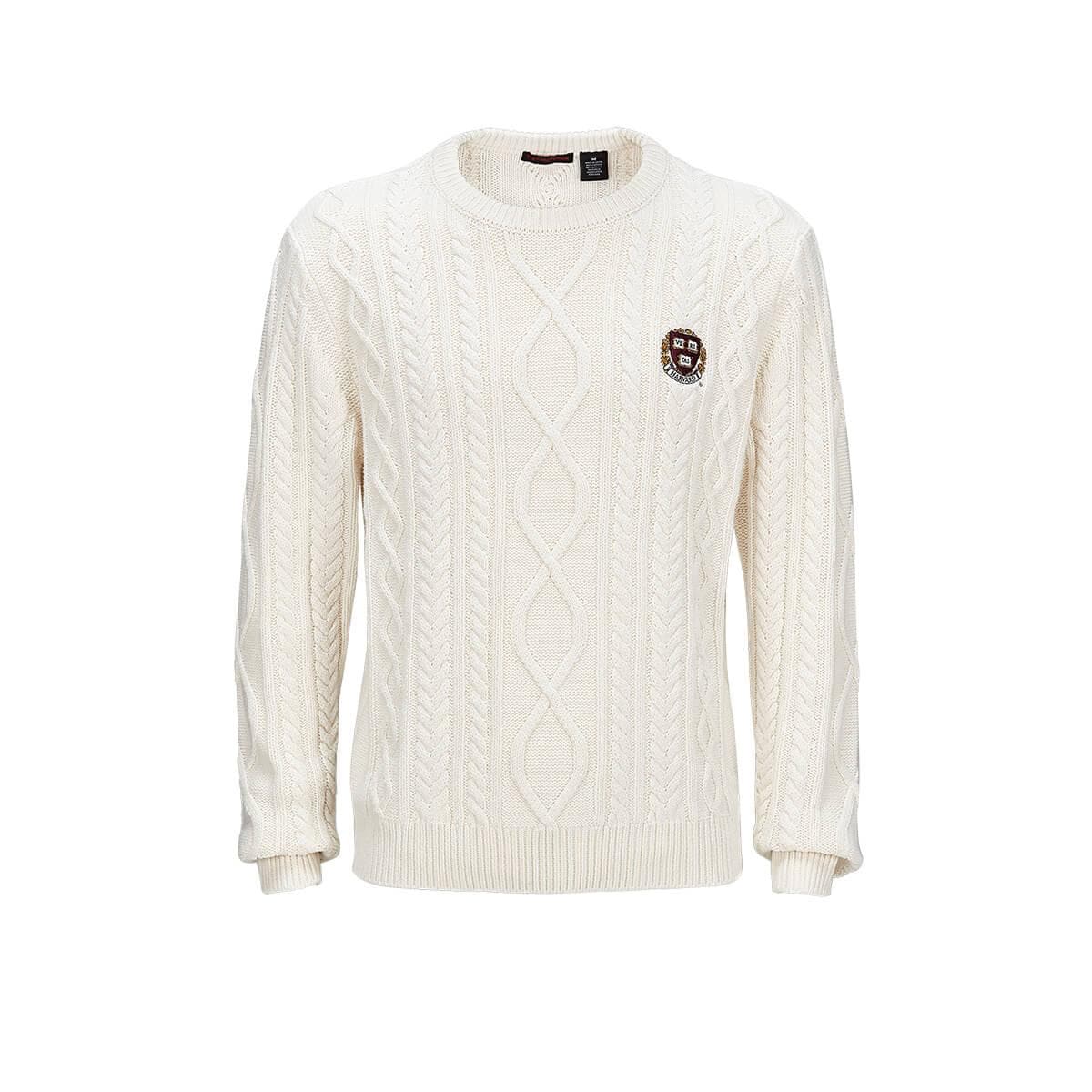 Harvard Seal Cable Knit Crewneck Sweater Harvard The Coop